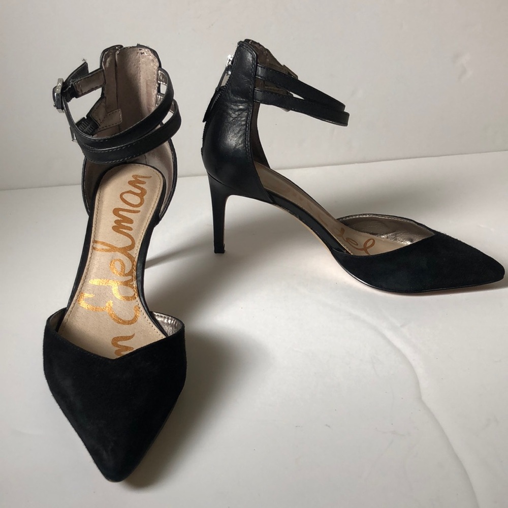Black suede heels